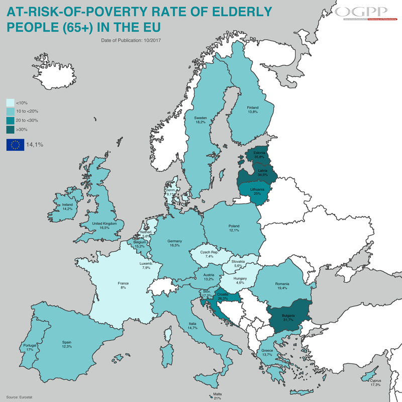 At-risk-of-poverty rate of elderly people in the EU prahic